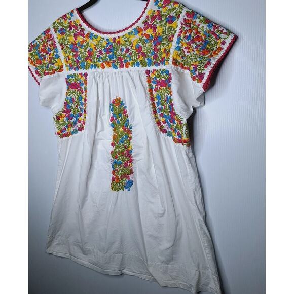 Sister Mary "Mary" Dress Small Heavily Embroidered Short Sleeve Tunic White Boho - Picture 2 of 12